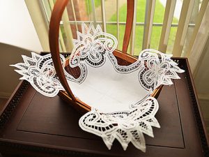 Battenburg Bread Bunwarmer. Old Fashions Battenburg Lace. (Each)