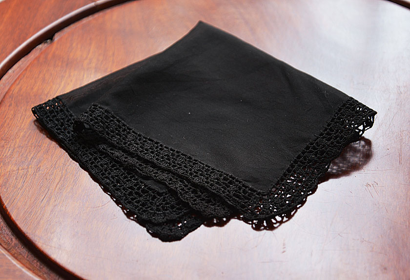 Black Colored Lace Handkerchief