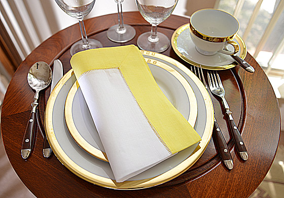 hemstitch napkin with hot yellow border