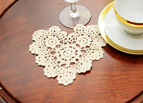 6" heart shape crochet. wheat color