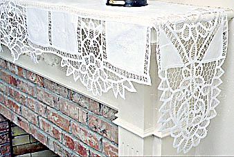 Battenburg Lace Mantel Scarf.