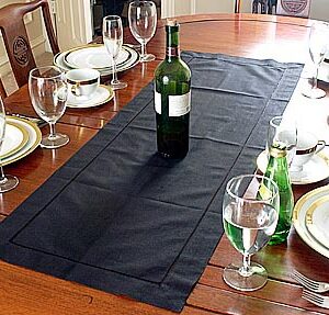 black hemstitch table runners