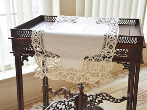 Table Runner. Battenburg Lace. Rectangular. Mother of Pearl Color