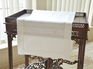 Table Runner. Linen Hemstitch. Winter White Linen Color