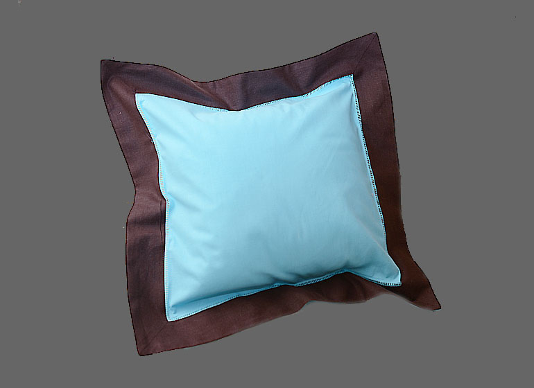 Baby Hemstitch Pillow Sham Aqua & Brown border