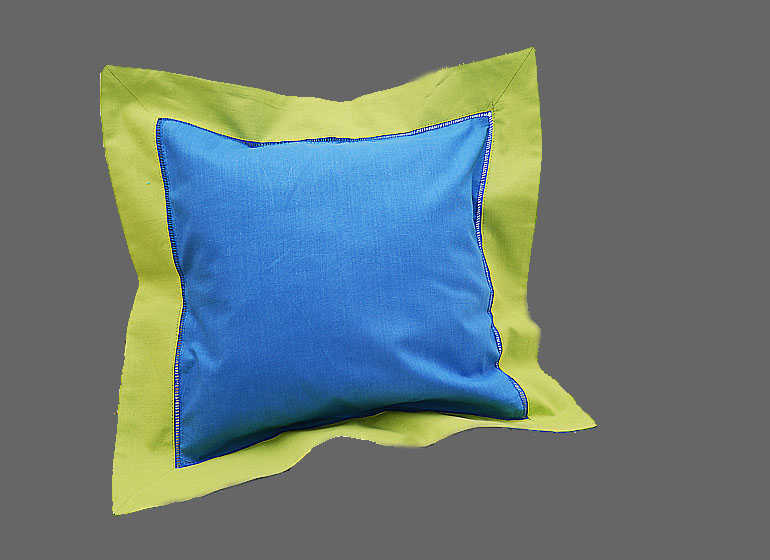 Baby Hemstitch Pillow Sham, french Blue & Hot Green border