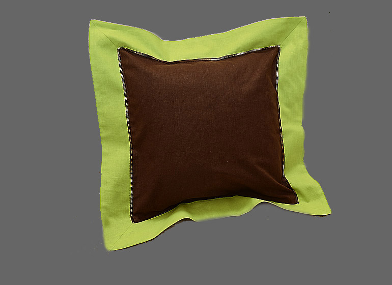 Baby Hemstitch Pillow Sham, Brown & Hot Green border