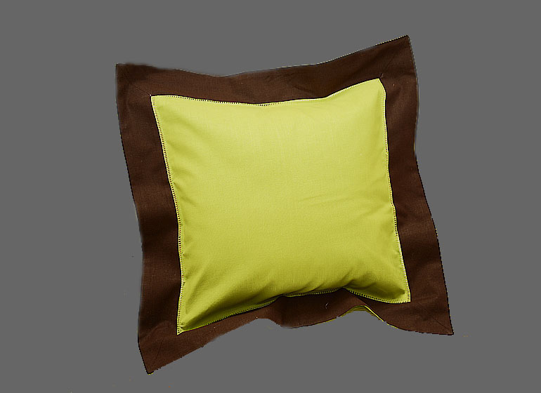 Baby Hemstitch Pillow Sham, Hot Green & Brown border