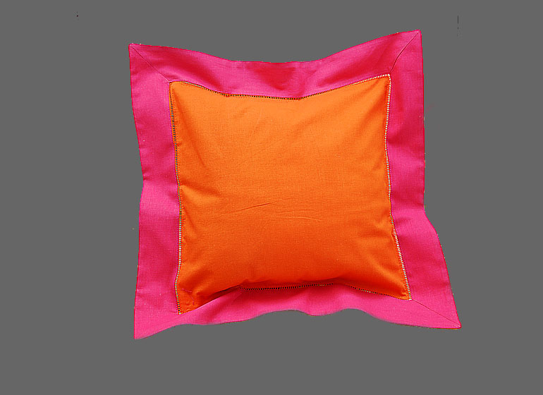 Baby Hemstitch Pillow Sham, Hot Orange & Hot Pink border