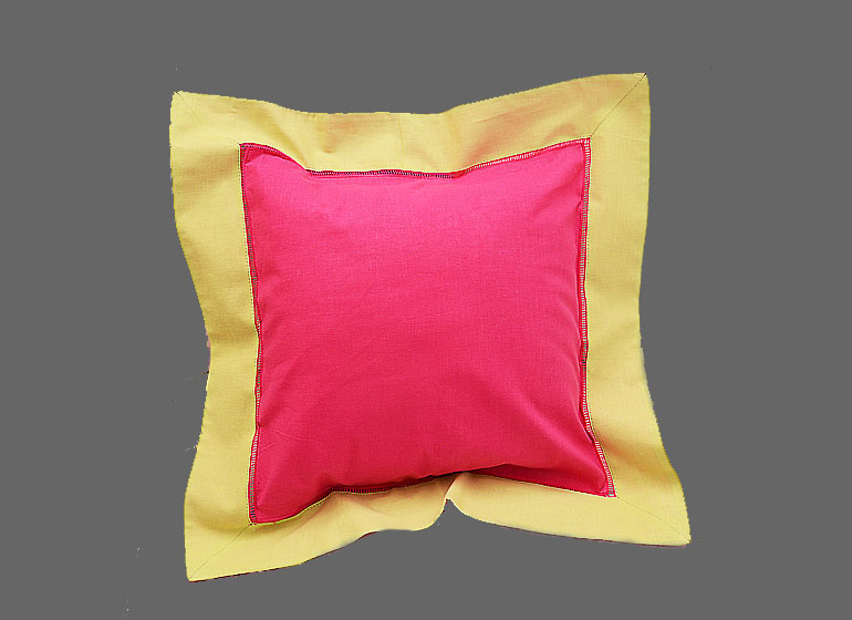 Baby Hemstitch Pillow Sham. Hot Orange & Hot Pink, Hot Green & Hot Pink Color