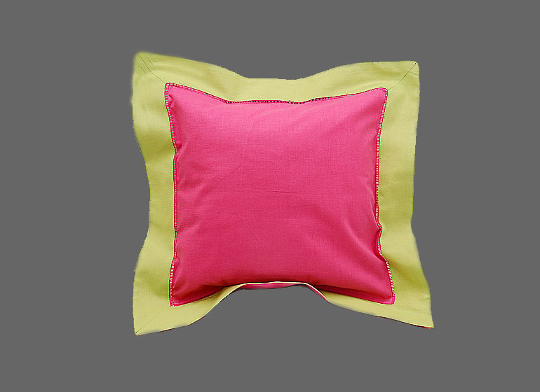 Baby Hemstitch Pillow Sham, Hot Pink & Hot Green border