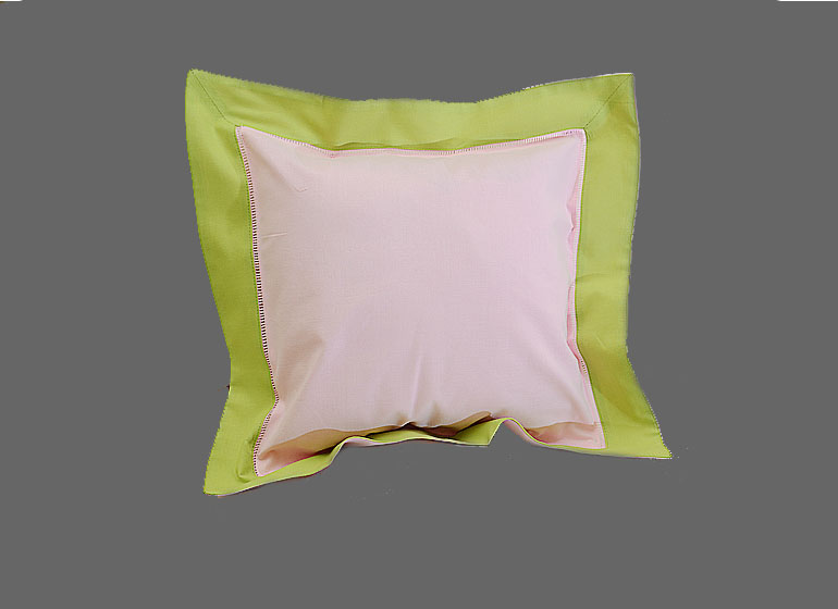 Baby Hemstitch Pillow Sham, Light Pink & Hot Green border