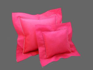 Baby Pillow Sham 12×12″ Square Hemstitch. Hot Pink, Golden Kiwi, Kumquat Color