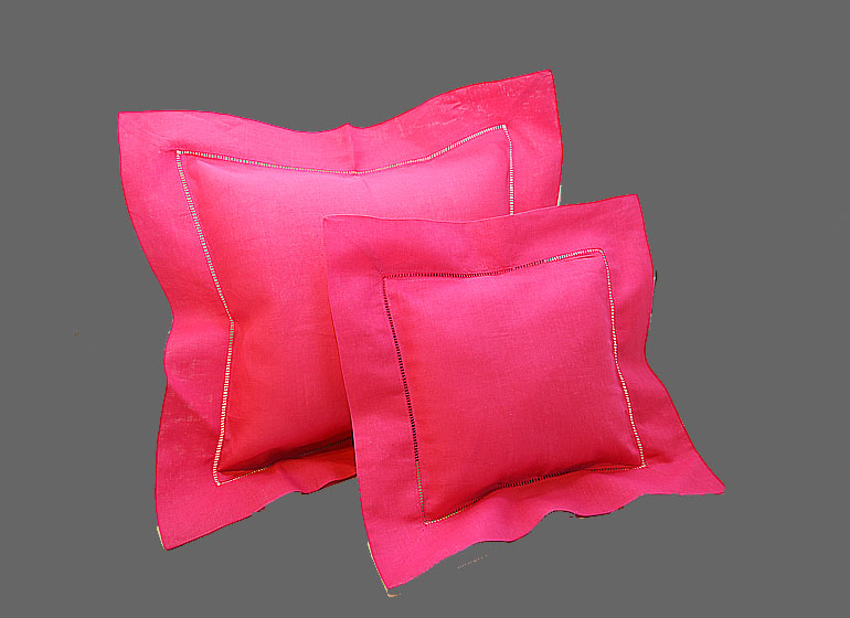 Baby Pillow Sham 12×12″ Square Hemstitch. Hot Pink, Golden Kiwi, Kumquat Color