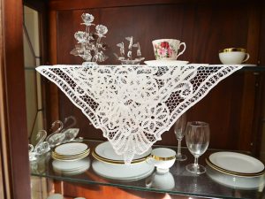 Battenburg Book Shelf Decor. Battenburg Butterfly Design. White