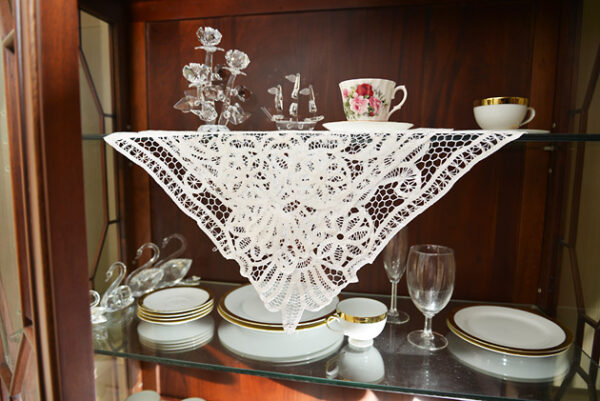 Battenburg Lace Book Shelf Decor