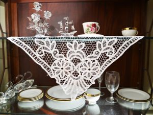 Battenburg Book Shelf Decor. Battenburg Butterfly Design. White