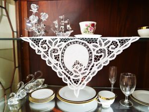 Battenburg Lace Book Shelf Decor. Battenburg Pineapple White
