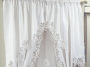 Window Curtain Panel Set. Princess Battenburg Lace. Completed Set