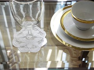 Battenburg Wine Glass Coaster. Princess Battenburg Lace. (12 pcs./same style)