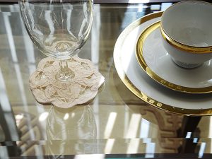 Battenburg Wine Glass Coaster. Princess Battenburg Lace. (12 pcs./same style)