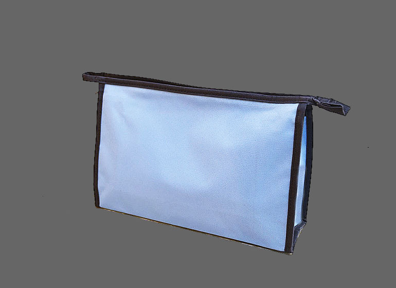 Cosmetic Bag. Light Blue with Black Trims