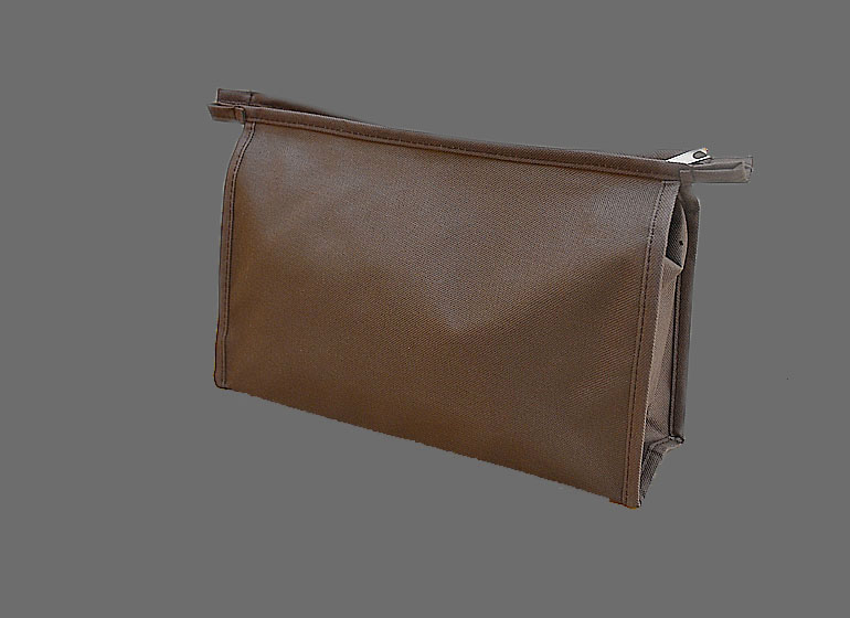 Cosmetic Bag. Solid Brown Color