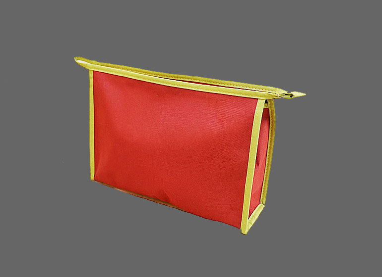 Cosmetic Bag. Heavy Polyester. Hot Pink Cosmetic, Hot Green Cosmetic, Red with Hot Green, Almond Taupe with Black Color (11″x7.5″x3″)