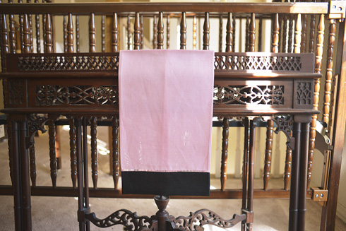 Almond Blossom & Black border hemstitch Guest Towel