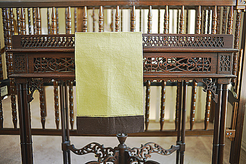 mellow green & Fudge hemstitch guest towel