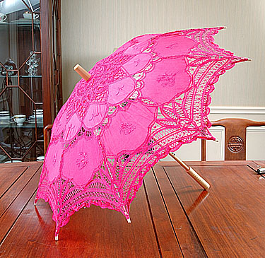 fuchsia pink battenburg parasol