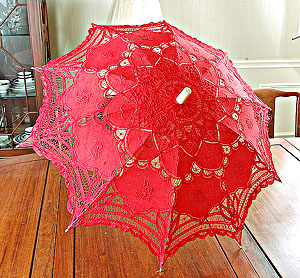 red battenburg parasol