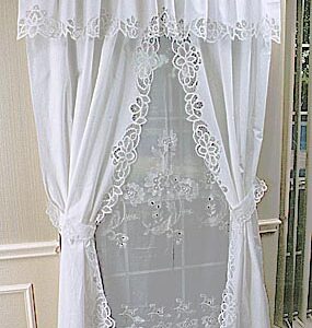 Windows Curtain. Princess Battenburg Lace. Completed Set