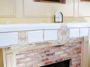 Battenburg Mantel Scarfs. Princess Battenburg Lace. 118″x22″ drops