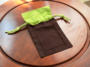 Hemstitch Sachet Bags. 5″x7″. Hot Green & Brown, Red & Hot Green, Aqua & Brown Top.